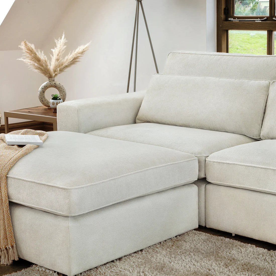 Kiana Modular Sofa Ivory Left Hand Facing Corner