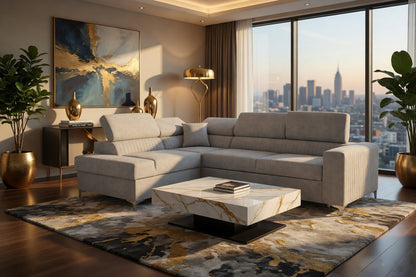 Lauren Left Hand Corner Sofa - Silver