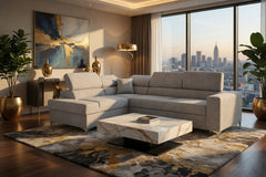 Lauren Left Hand Corner Sofa - Silver