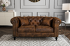 Camden 2 Seater Chesterfield Sofa With Wooden Feet - Brown Suede Leather - Image 1