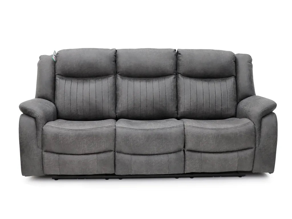 Leon Electric Recliner 3 Seater - Grey