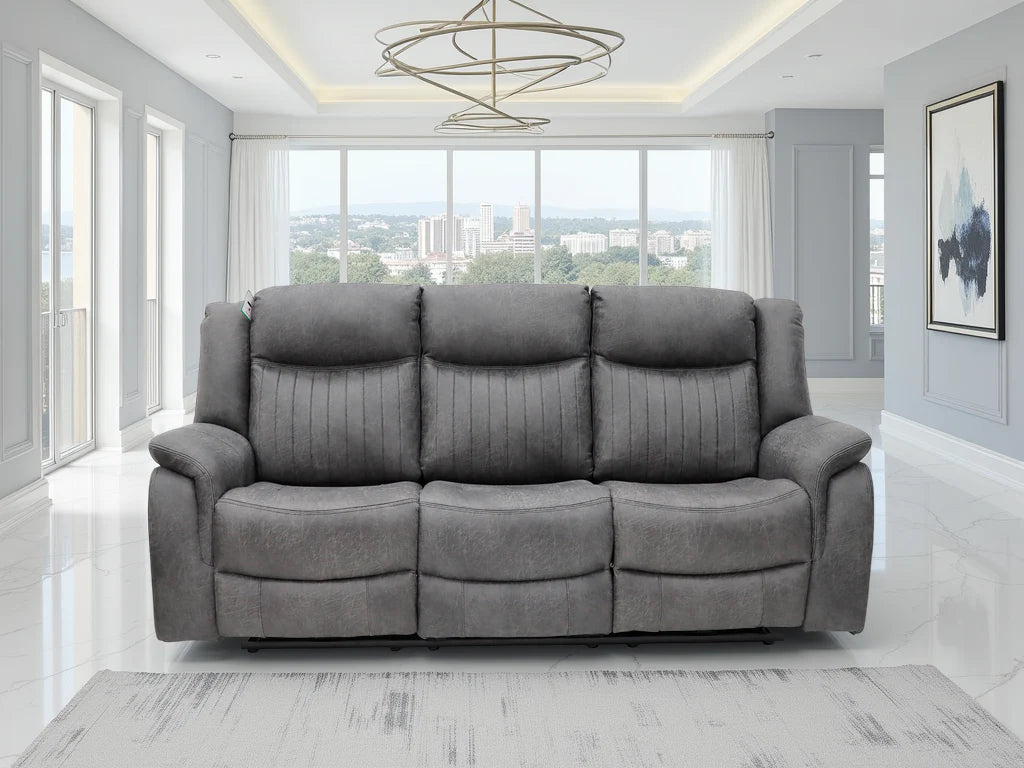 Leon Electric Recliner 3 Seater - Grey