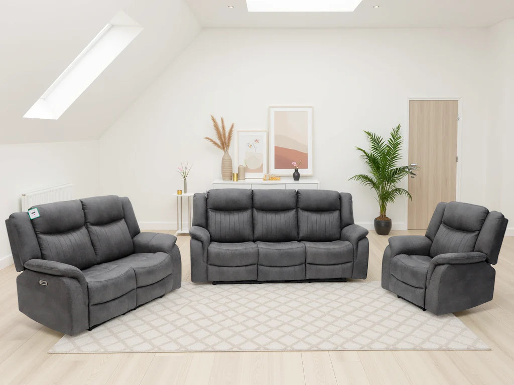 Leon Electric Recliner 3+2+1 Seater Sofa - Grey