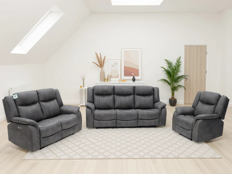 Leon Electric Recliner 3+1+1 Seater Sofa - Grey