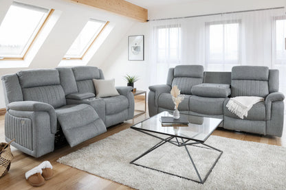 Linden Electric Recliner 3+2 Seater Sofa Set - Grey