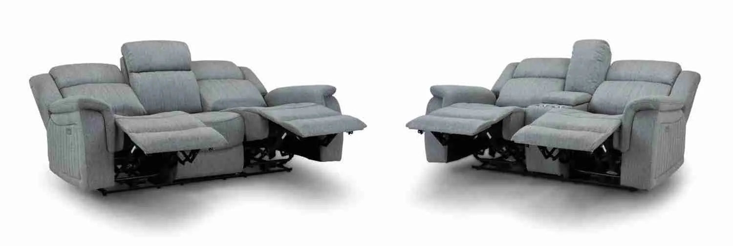 Linden Electric Recliner 3+2 Seater Sofa Set - Grey