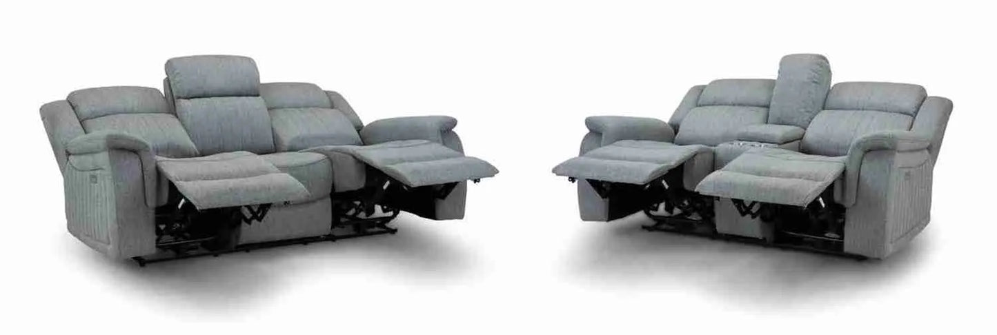 Linden Electric Recliner 3+2 Seater Sofa Set - Grey