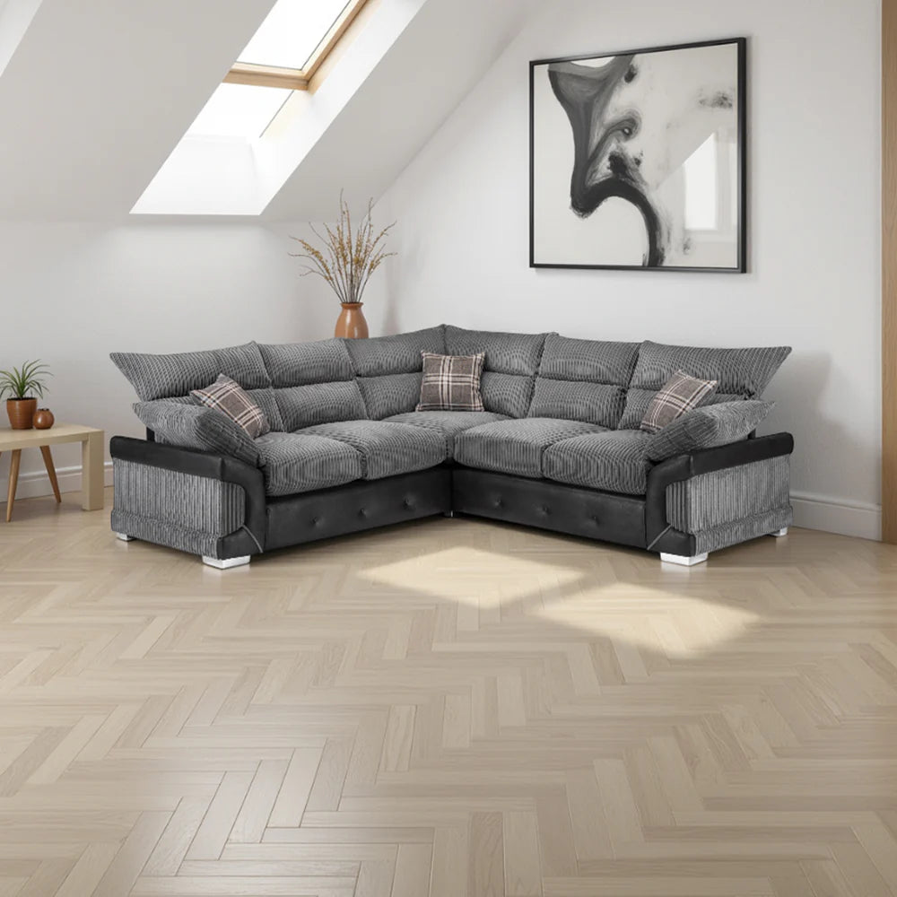 Logan Sofa Large Corner Black/Grey