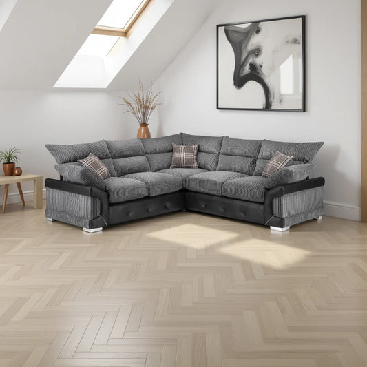 Logan Sofa Large Corner Black/Grey