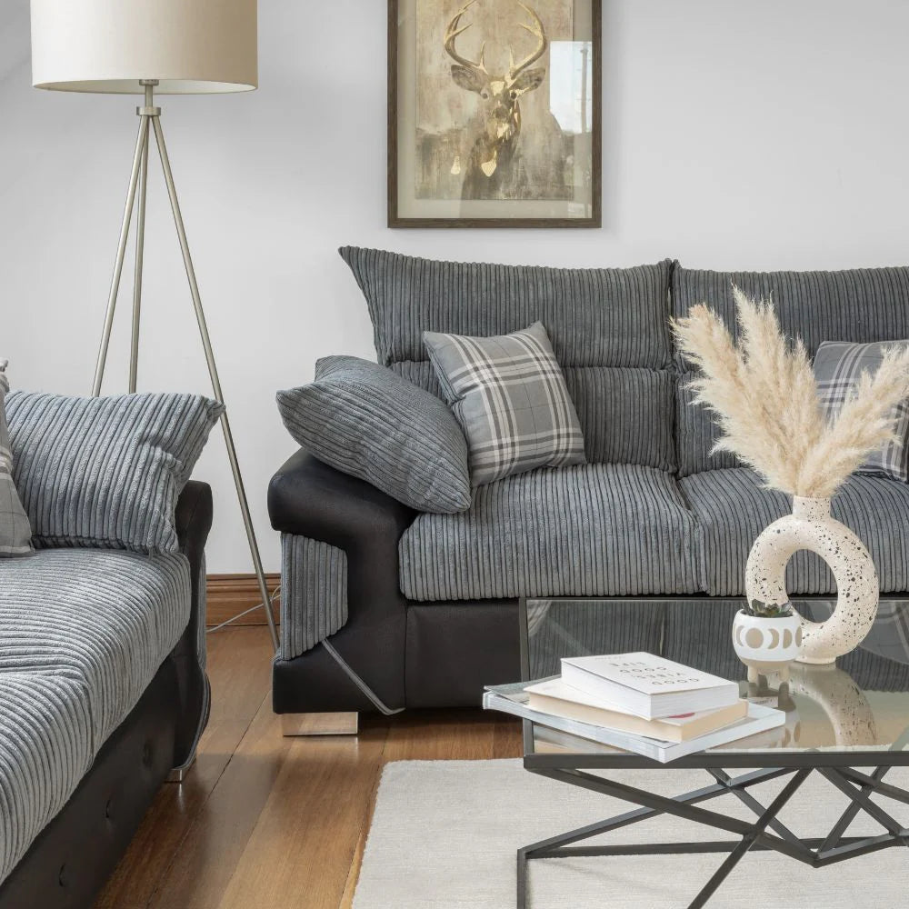 Logan Sofa Black Grey 3 Seater