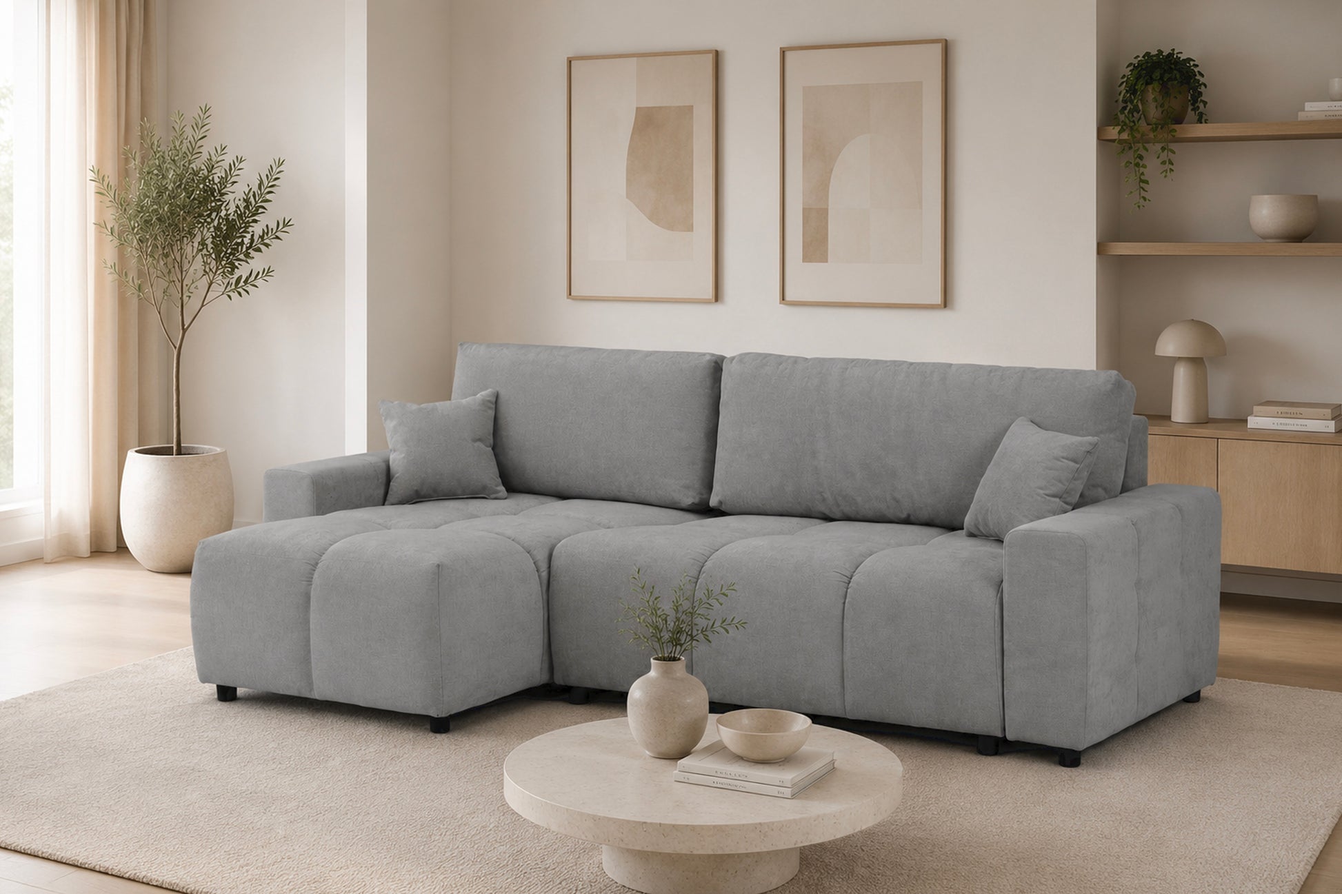 Luki Left Hand Sofa Bed - Silver