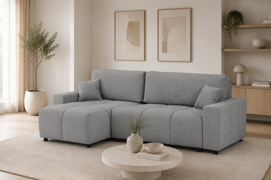 Luki Left Hand Sofa Bed - Silver