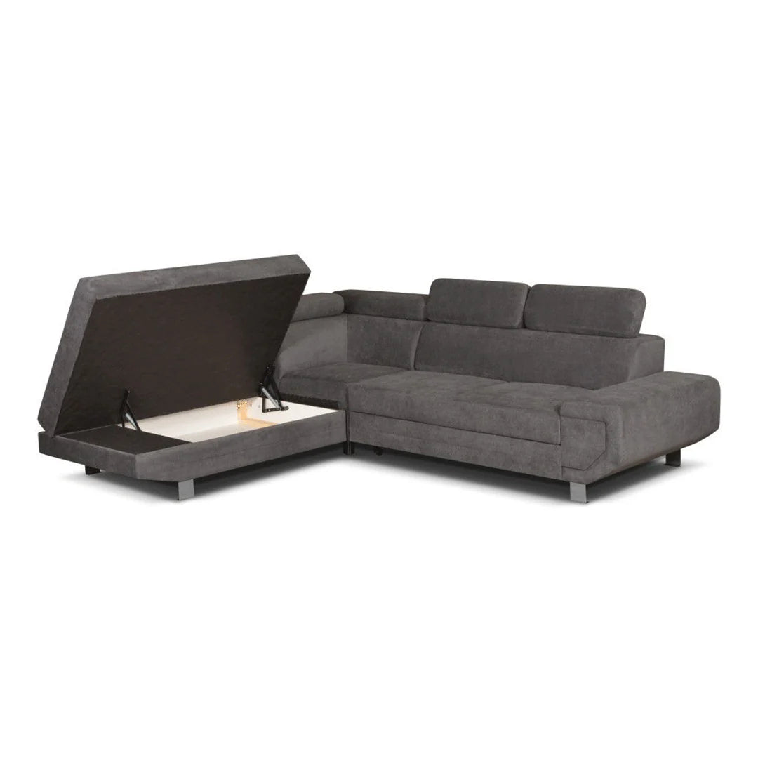 Artic Left Hand Facing Corner Sofa Bed With Storage Box - Grey