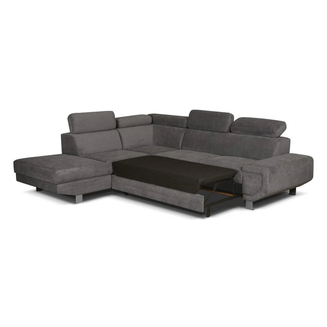 Artic Left Hand Facing Corner Sofa Bed With Storage Box - Grey