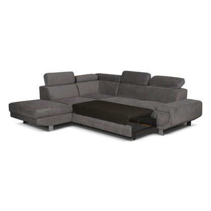 Artic Left Hand Facing Corner Sofa Bed With Storage Box - Grey