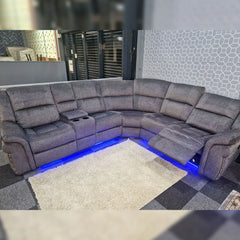 Berlin Electric Recliner Corner Sofa Micro Fibre Fabric