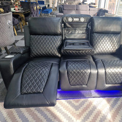 Florida Music Electric Recliners 3+2 Seater Leather Sofa Black - Blutooth Speakers - LED LIGHTS - USB CHARGER
