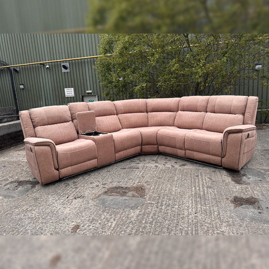 Hannah Electric Recliner Corner Sofa Micro Fibre Fabric Beige