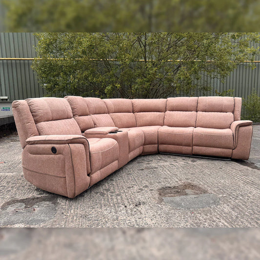Hannah Electric Recliner Corner Sofa Micro Fibre Fabric Beige