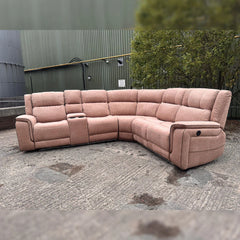 Hannah Electric Recliner Corner Sofa Micro Fibre Fabric Beige