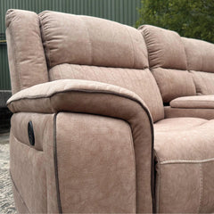 Hannah Electric Recliner Corner Sofa Micro Fibre Fabric Beige