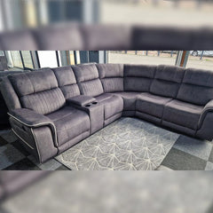 Hannah Electric Recliner Corner Sofa Micro Fibre Fabric Grey