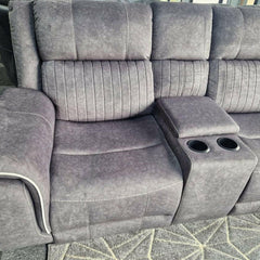 Hannah Electric Recliner Corner Sofa Micro Fibre Fabric Grey
