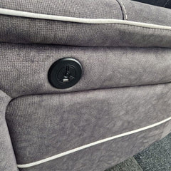 Hannah Electric Recliner Corner Sofa Micro Fibre Fabric Grey