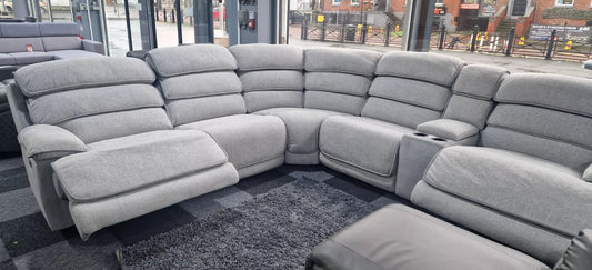 Lakelyn Express Fabric Electric Recliner Modular Corner Sofa With USB Ports Power Recliner Sofa Grey