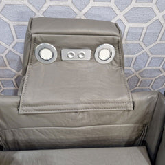 Orlando Electric Recliners 3+2 Seater Leather Sofa Grey - Led Lights - Wireless Charger