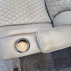 Orlando Electric Recliners 3+2 Seater Leather Sofa Grey - Led Lights - Wireless Charger