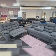 Roma Fabric Recliner Sofa 3+2 Seater Grey