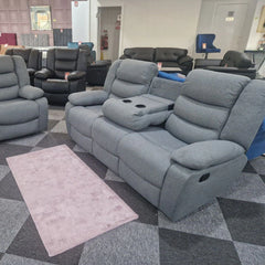 Roma Fabric Recliner Sofa 3+2 Seater Grey
