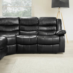 Roma Leather Recliner Corner Sofa Black