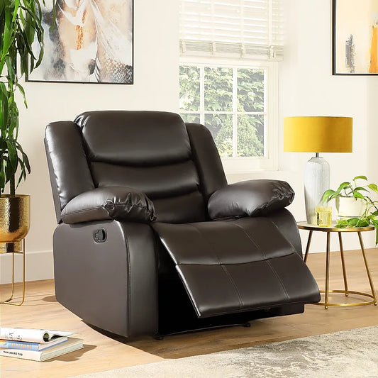 Roma  Leather Recliner Sofa Arm Chair Brown