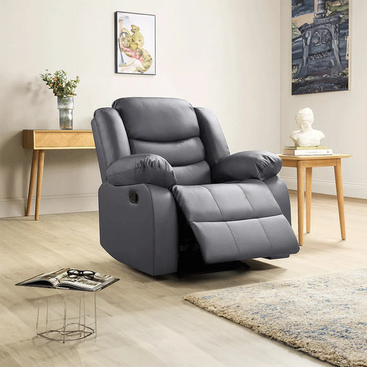 Roma  Leather Recliner Sofa Arm Chair Grey