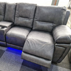 Sara Leather Electric Recliner Corner Sofa Grey
