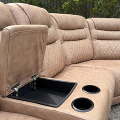 Halifax Leather Electric Recliner Corner Sofa Beige - USB Ports - LED LIGHTS - CUP HOLDERS