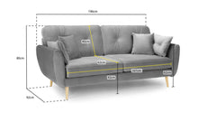 Maxen 3 Seater Sofa Grey