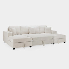 Milan Sofa Bed Beige U Shape Corner
