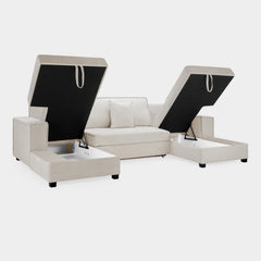 Milan Sofa Bed Beige U Shape Corner