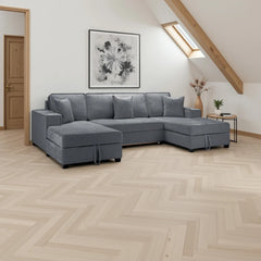 Milan Sofa Bed Grey U Shape Corner