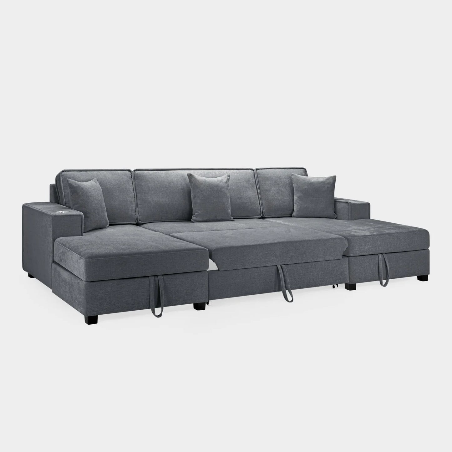 Milan Sofa Bed Grey U Shape Corner