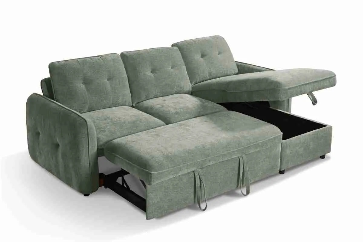 Moscow Universal Corner Sofabed With Storage - Olive