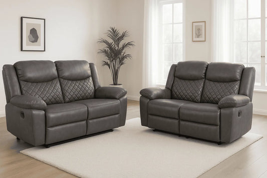 Myra Recliner Leather 3+2 Sofa - Grey