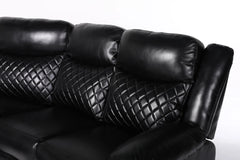 Myra Recliner Leather 3+2 Sofa - Black