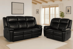 Myra Recliner Leather 3+2 Sofa - Black
