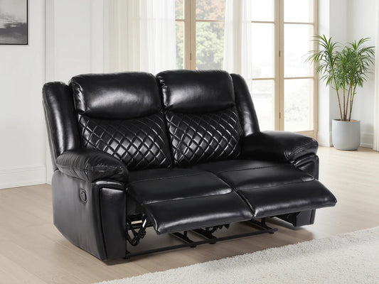 Myra Recliner Leather 2 Seater Sofa - Black