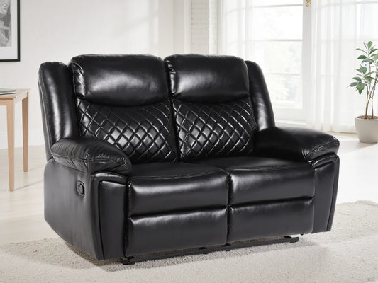 Myra Recliner Leather 2 Seater Sofa - Black