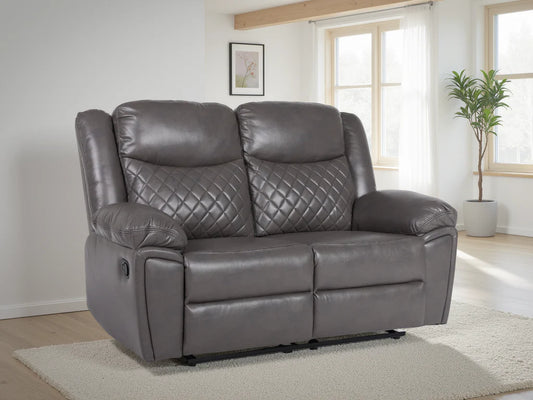 Myra Recliner Leather 2 Seater Sofa - Grey